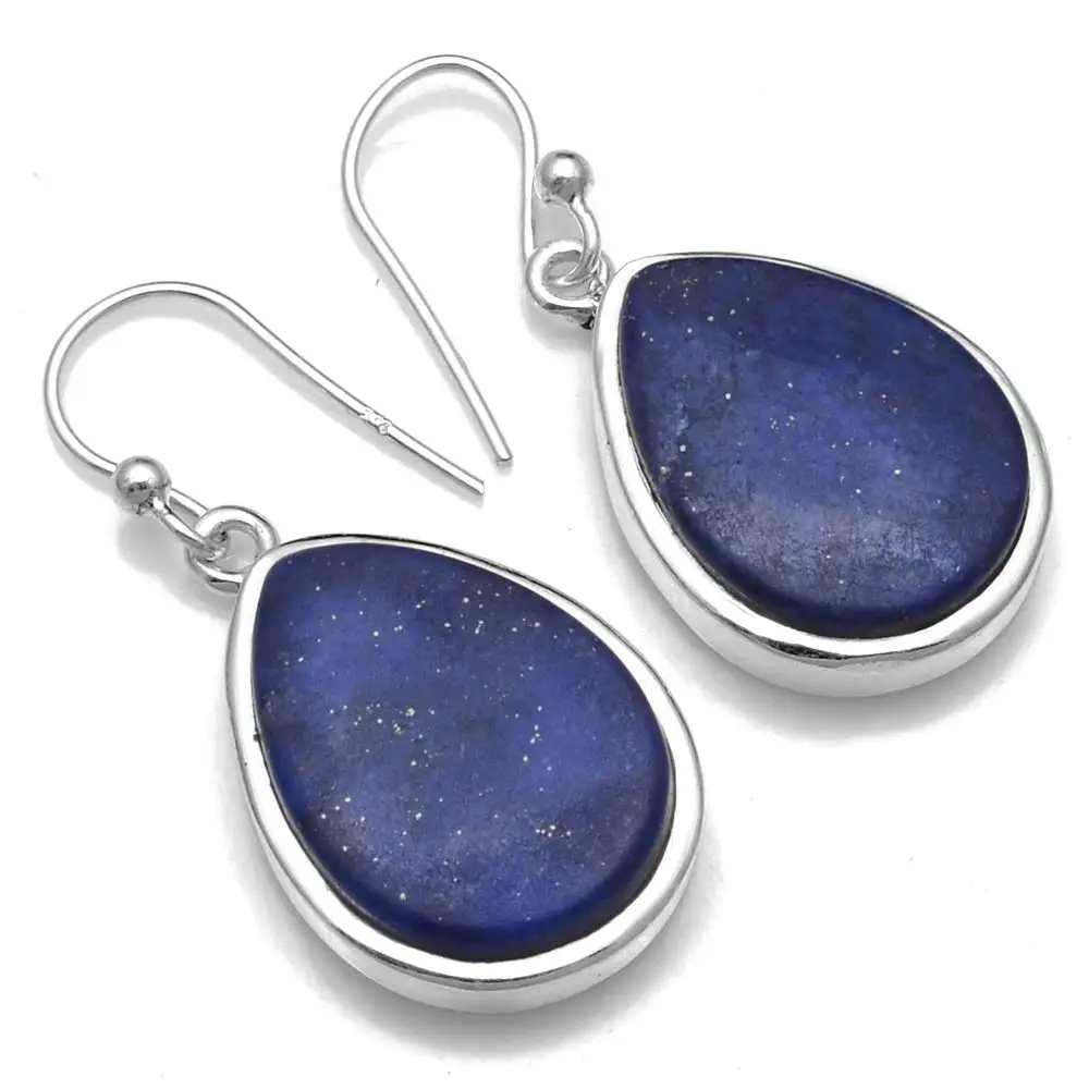 

Genuine Lapis Lazuri 925 Sterling Silver Earrings, 34.6 mm, 2SE0440