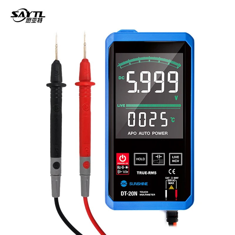 SAYTL Digital Multimeter Smart Touch DC Analog Bar True RMS Auto Tester Professional Transistor Capacitor NCV Testers Meter