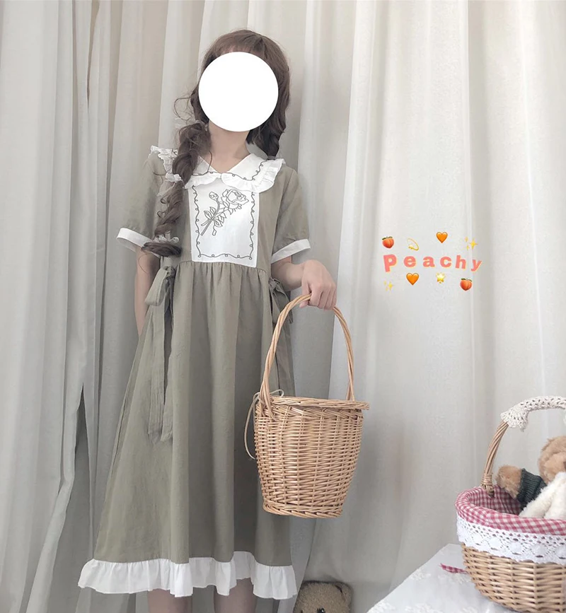 Sommer 2020 neue Japanische süße Lolita puppe kragen lose student loli kurzarm kleid nette phantasie kawaii prinzessin