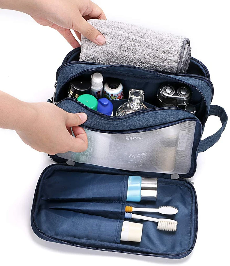 Women Large Daily Toiletry Bag Men Waterproof Business Travel Kit Case for Makeup,Cosmetic,Shaving with Separate Compartments