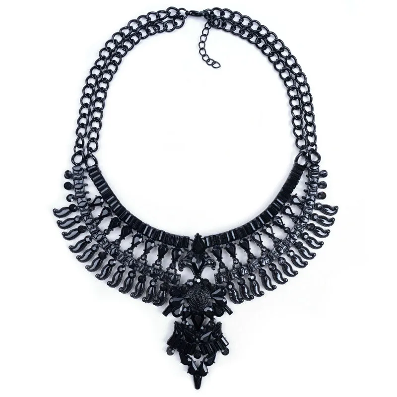New Antique Crystal Gem Choker Luxury Bridal Rhinestone Vintage Maxi Statement Necklace Collar Women Bijoux Accessory