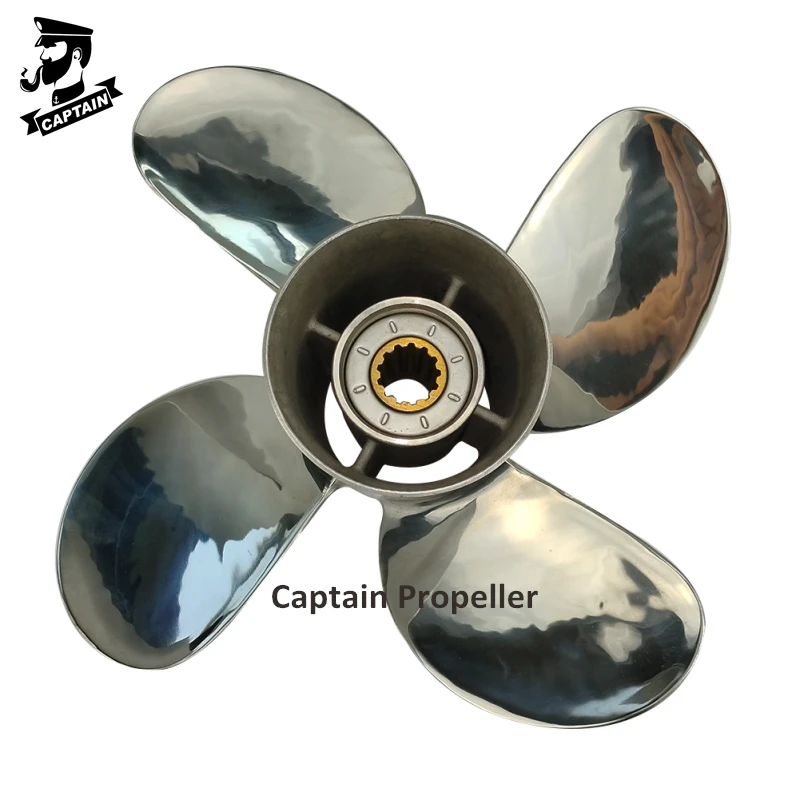 Captain Propeller 11 5/8x12 Fit Yamaha Outboard Engines T25HP 48HP F50 55HP Stainless Steel 13 Tooth Spline RH  4 blade