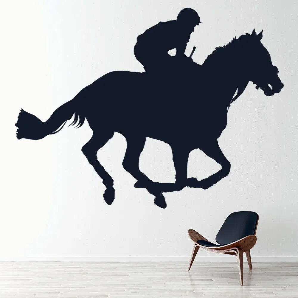 Jockey Racehorse Wall Decal Horse Animals Art Mural Window Vinyl Stickers Teens Bedroom Horseback Riding Site Decoration Q199