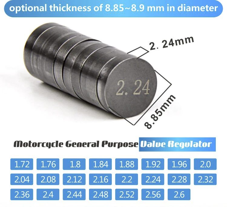 Motorcycle 8.85mm-8.9mm Thickness 1.72mm - 2.6mm Valve Shim Kit