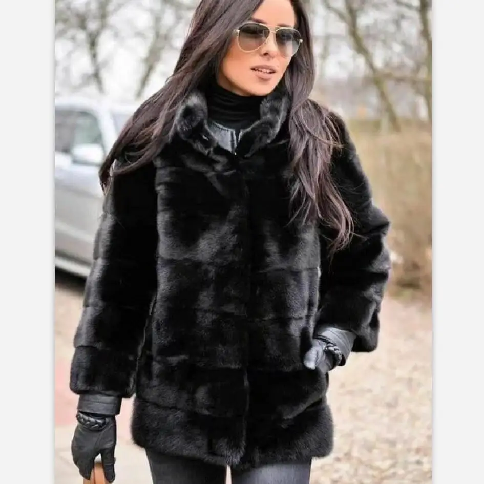 2025New Real Natural Mink Fur Coat Women Winter Long Mink Fur Coat Fur Jacket Detachable Sleeve Adjustable Clothes Length Custo