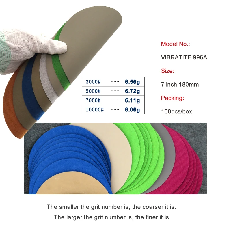 연마 및 연삭용 사포-7 인치 180mm 샌딩 디스크, 60-10000 그릿 후크 및 루프, 실리콘 카바이드, 10 매