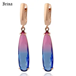 New Fashion Earrings For women Jewelry Colour Long Earrings Water Drop Colorful Natural Zirconia Dangle Jewelry Gift