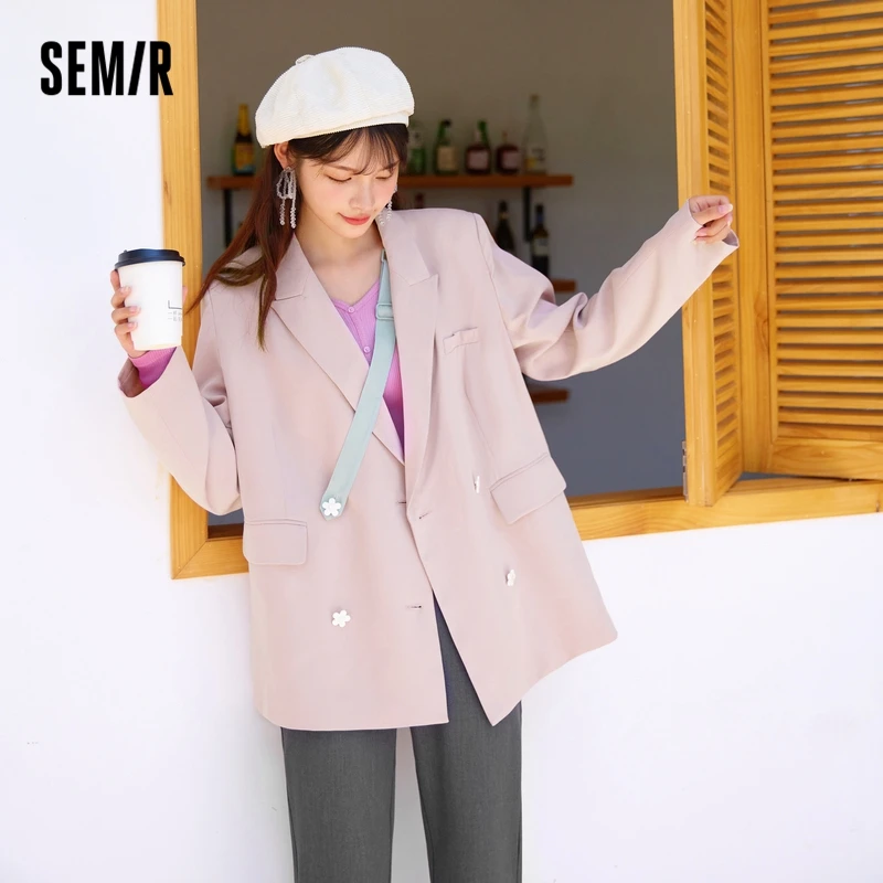 SEMIR Suit Jacket Women Design Sense Flower 2021 Autumn New Purple Sweet Cool Loose Color Suit