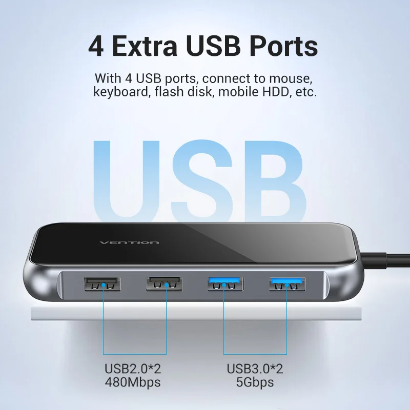 Vention USB C ประเภท C ถึง4K HDMI RJ45 VGA USB 3.0 PD Adapter สำหรับ MacBook Pro 2020 USB-C 3.1 Splitter 10 In 1 USB C HUB