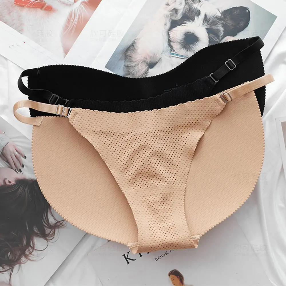 Controle sem costura cuecas de bunda falsa g-string levantador de bunda feminino esponja acolchoada 3d push up calcinha tridimensional nádegas