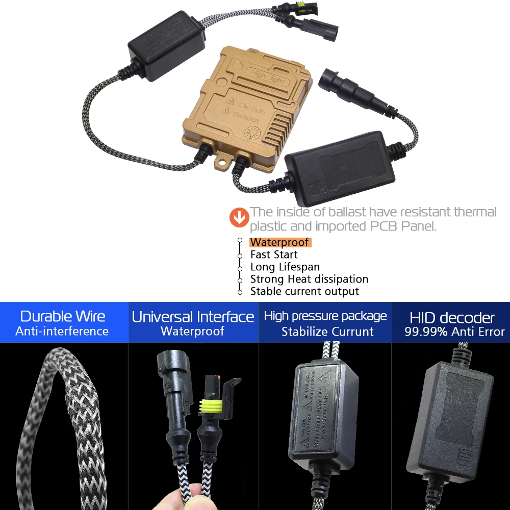 55W Canbus HID Xenon Ballast Slim Digital Block No Error Ballast Ignition 12V For Xenon Bulb H4 H1 H7 H3 H8 H11 881 9005 9006