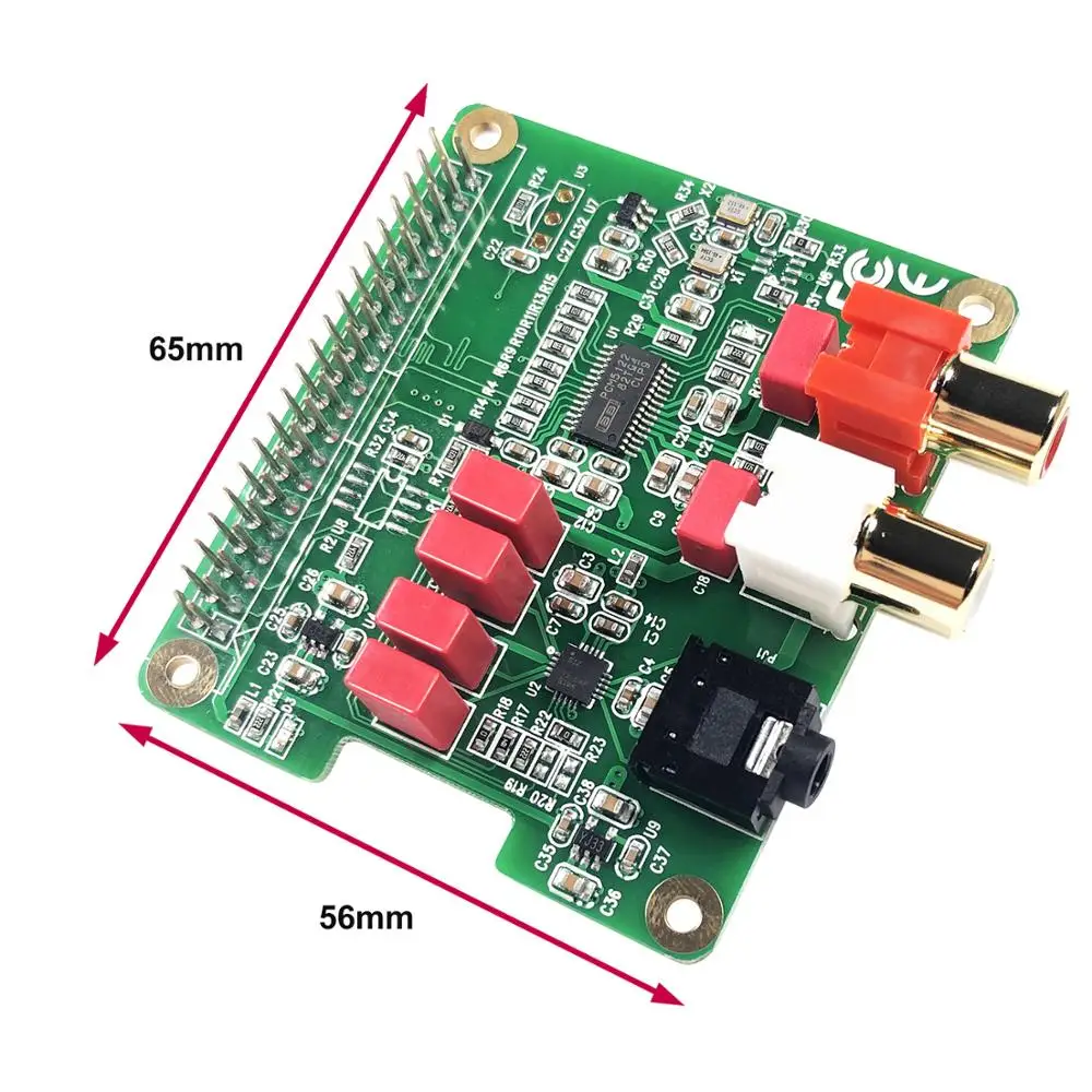 Rpi HiFi DAC Hat for Raspberry Pi compatible with Raspberry Pi Zero, Zero W, 3B, 3B+, Pi 4 ,Pi 5 with the 40-pin connector