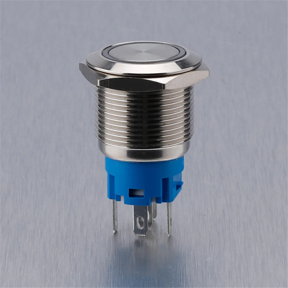 12/16/19/22mm Switch Waterproof LED Metal Switch Ring LED Light Momentary Latching Locked 5 Pins Power Push Button