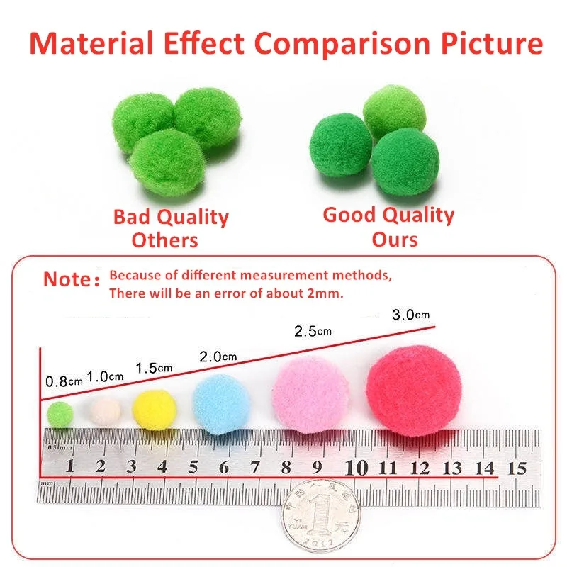 10mm To 30mm 20g Multi Size Mix Colors Pompom Fur Craft DIY Soft Pom Poms Balls Wedding Decoration Glue on Cloth Accessories