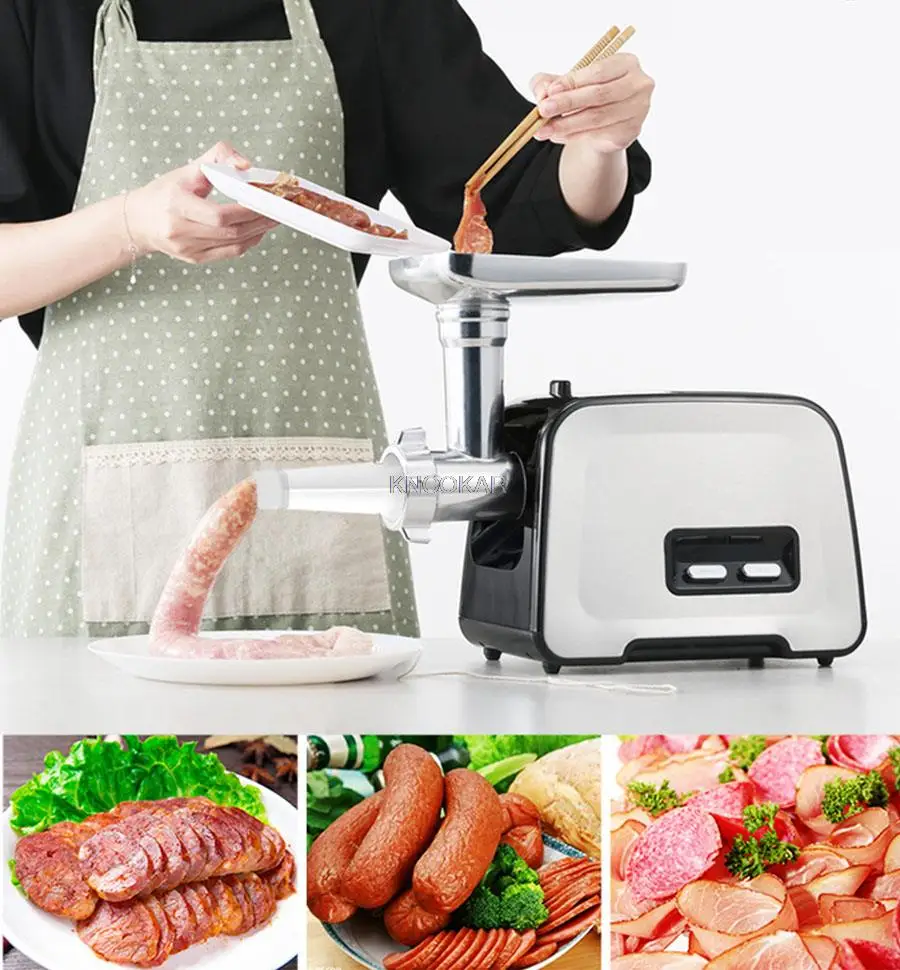 المنزلية بنسبة اللحوم المفرمة ماكينة تعبئة النقانق متعددة الوظائف اللحوم المفرمة الفولاذ المقاوم للصدأ 220V