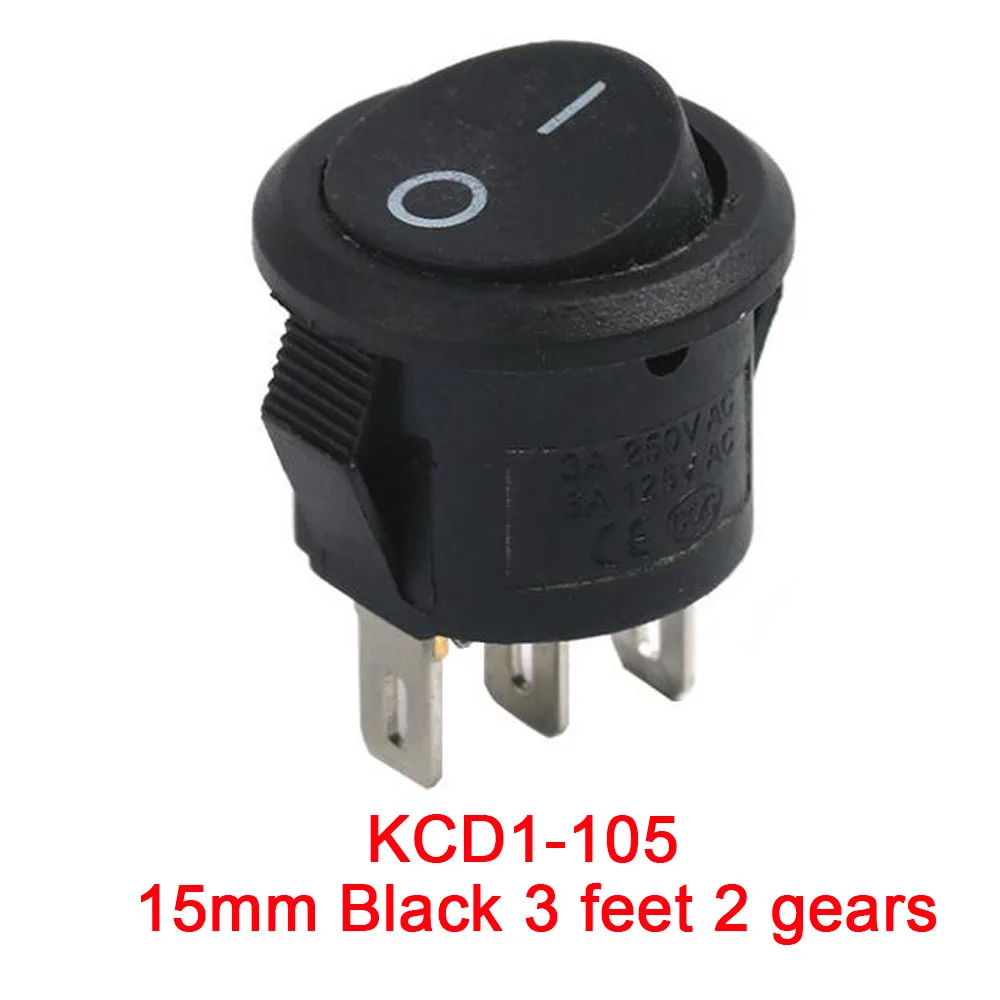 10 PCS Circular Ship type switch with lamp 3 Pin/2 Pin KCD1-105 Second and Third Gear Rocker Switch with Light