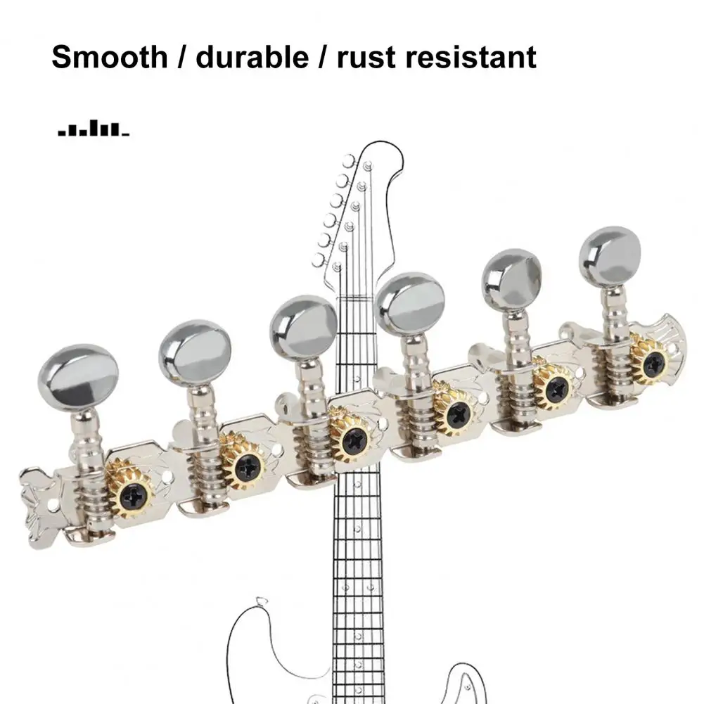 65% Discounts Hot! 1Set 6-link 12-string Round Head Column Pegs Tuning Keys Tuner for Electric Guitar