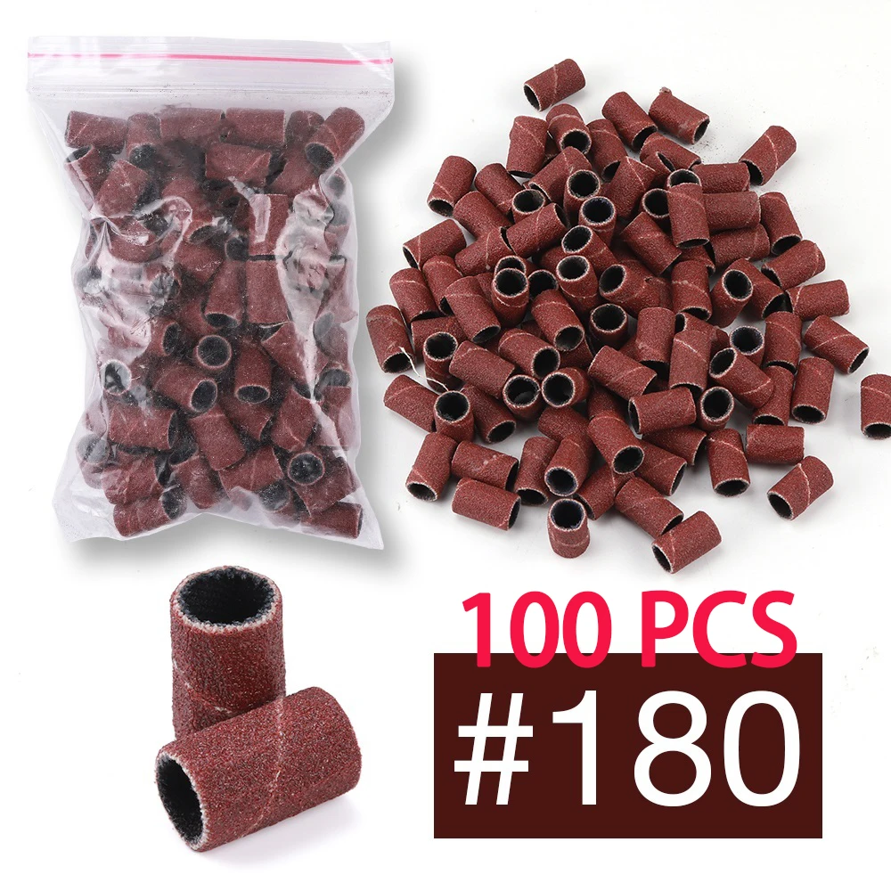 100 stücke 80#/120#/180# Nail art Schleif Bands Datei 6MM Für UV Gel Acryl Polnischen Remover Für Elektrische Nagel Maschine nagel Bohrer