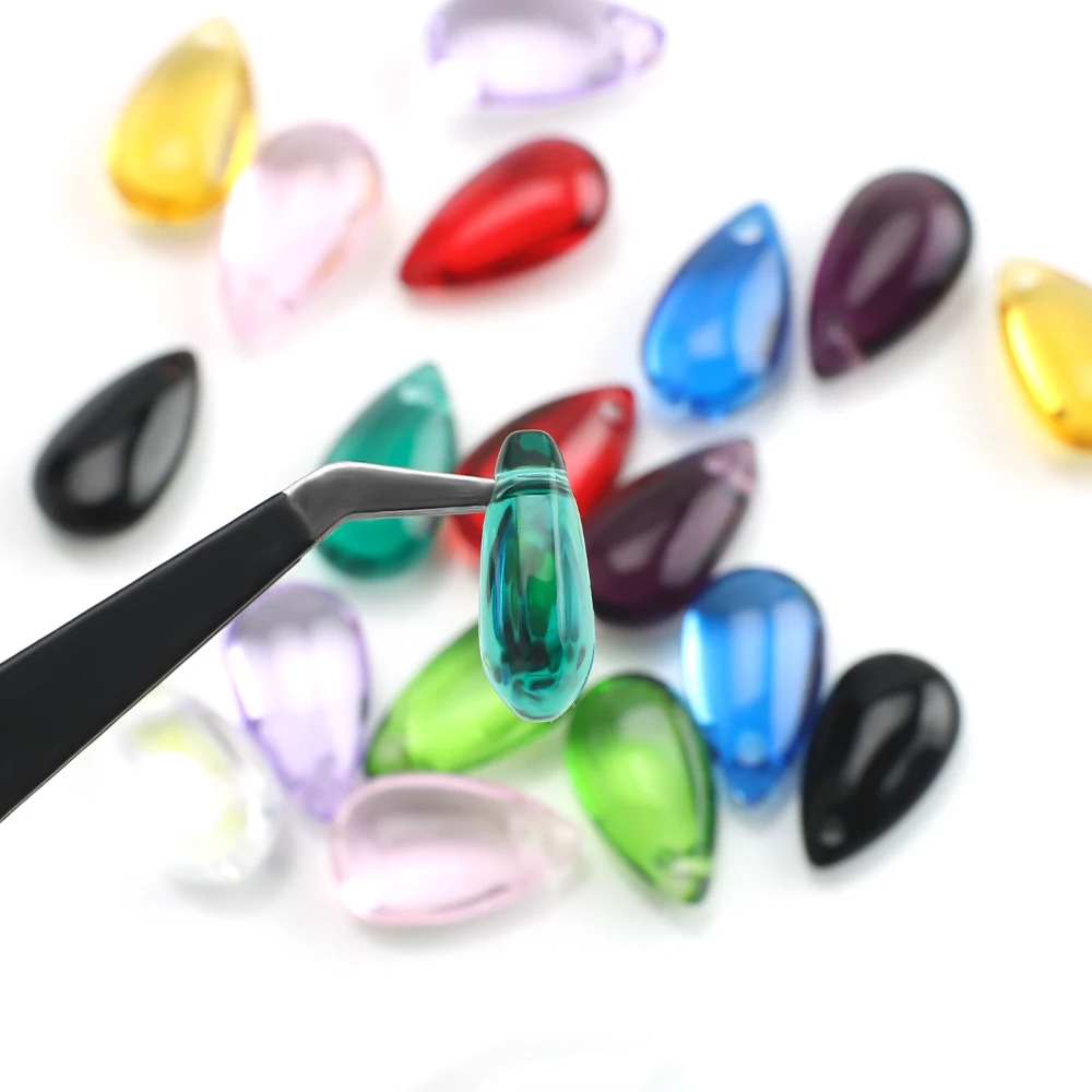 30Pcs/Lot Glass Droplot Beads Glazed 8x13mm Crystal Drop Pendant Beads DIY Making Jewelry Findings Fit Necklaces & Earings