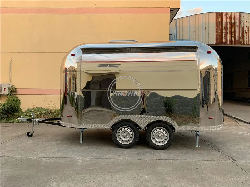 Airstream-carro expendedor de helados y Pizza de acero inoxidable, carrito móvil de comida rápida para restaurante, remolque, camión, para la venta