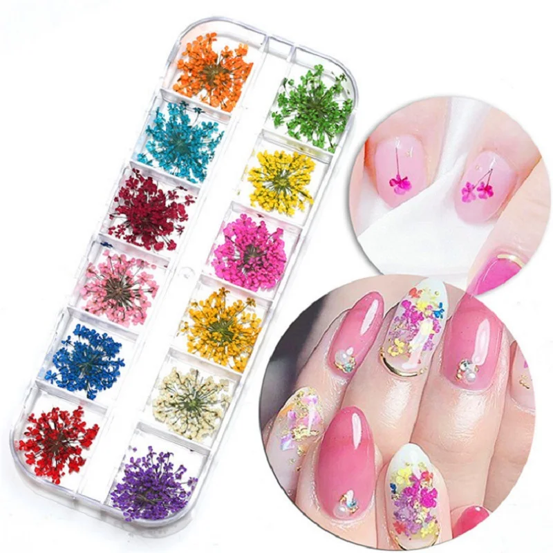 New Mixed Real Dried Flowers Nail Decorations Jewelry Natural Floral Leaf Stickers 3D Nail Art Designs Manicure Accessories