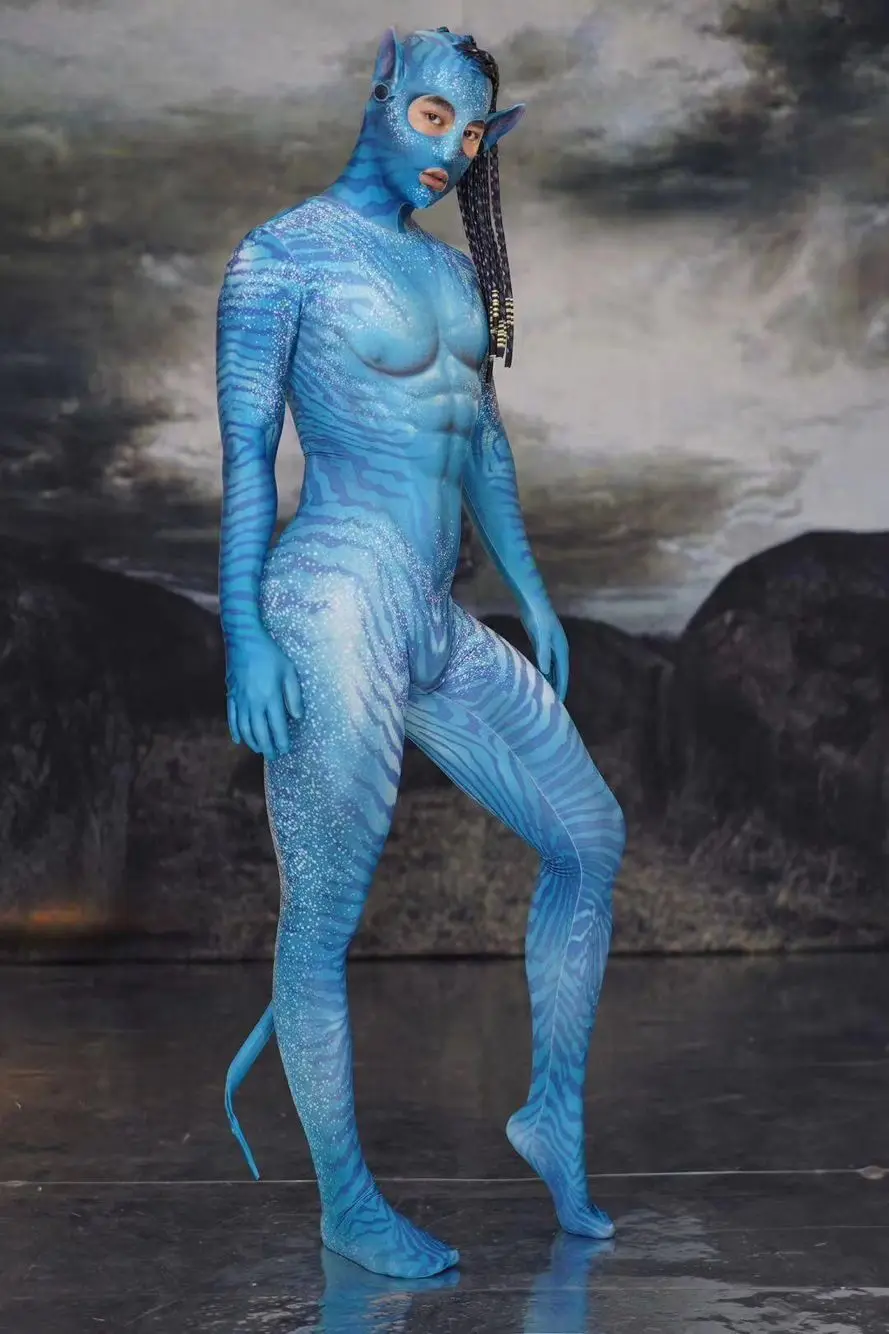 Halloween Alien Space Show Blue Ava tar Cosplay Nightclub GoGo Dance Team Ds costume sexy singer jumpsuit