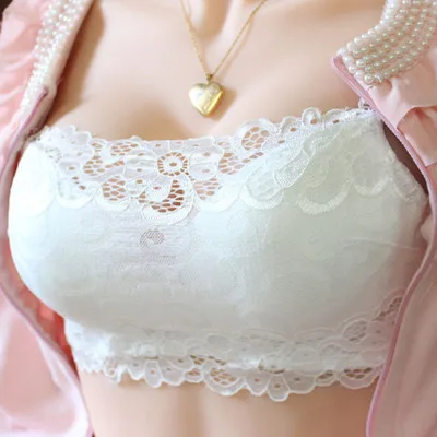 Gathered strapless bra lace underwear summer hot style with surface thickened oil water bag fashion sexy bra