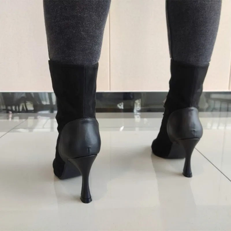 Chaussures de danse latine de salle de Rhpersonnalisées pour dames, bottes de danse modernes pour filles, chaussures de fête, talons hauts noirs, chaussures de phtalus BachMisa