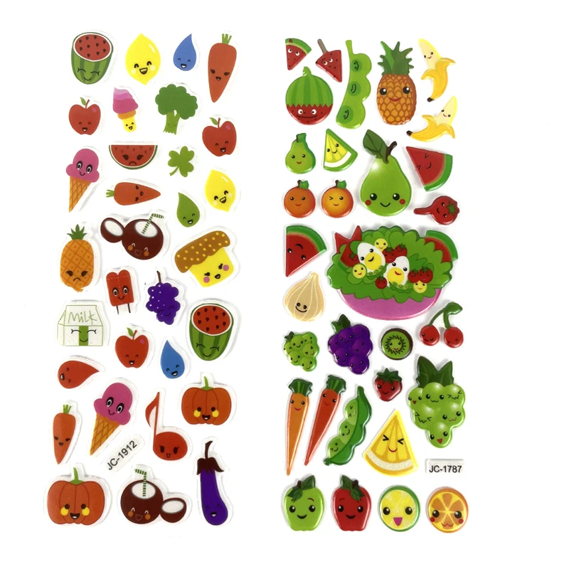 6pcs Cartoon Smile Face Vegetable and Fruit Style Stickers for Laptop Car Styling Phone Luggage Bike Motorcycle