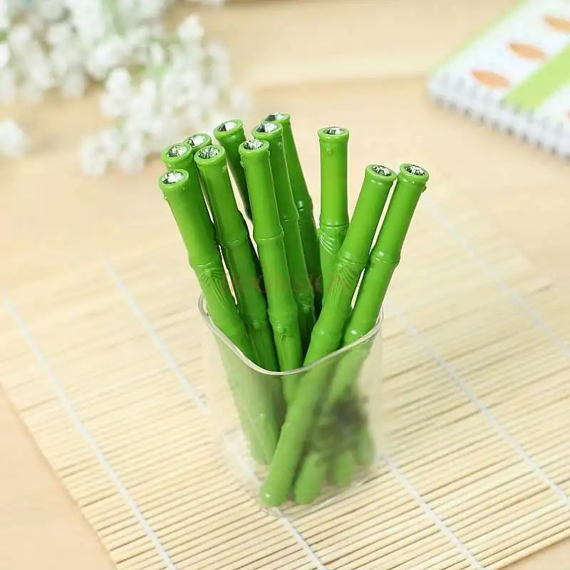 

school supplies 10pcs Chinese style green bamboo shape gel pen black gel pen pen creative