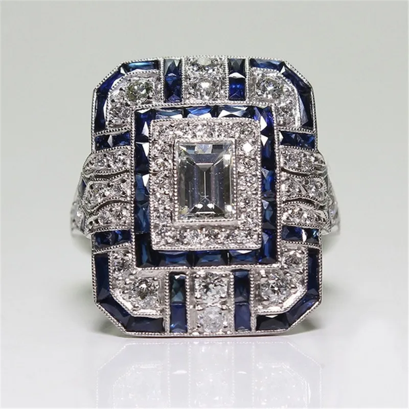 Milangirl Luxury Big Square Rings for Women Jewelry Wedding Crystal Zircon Anel Engagement Anillos Statement Ring s