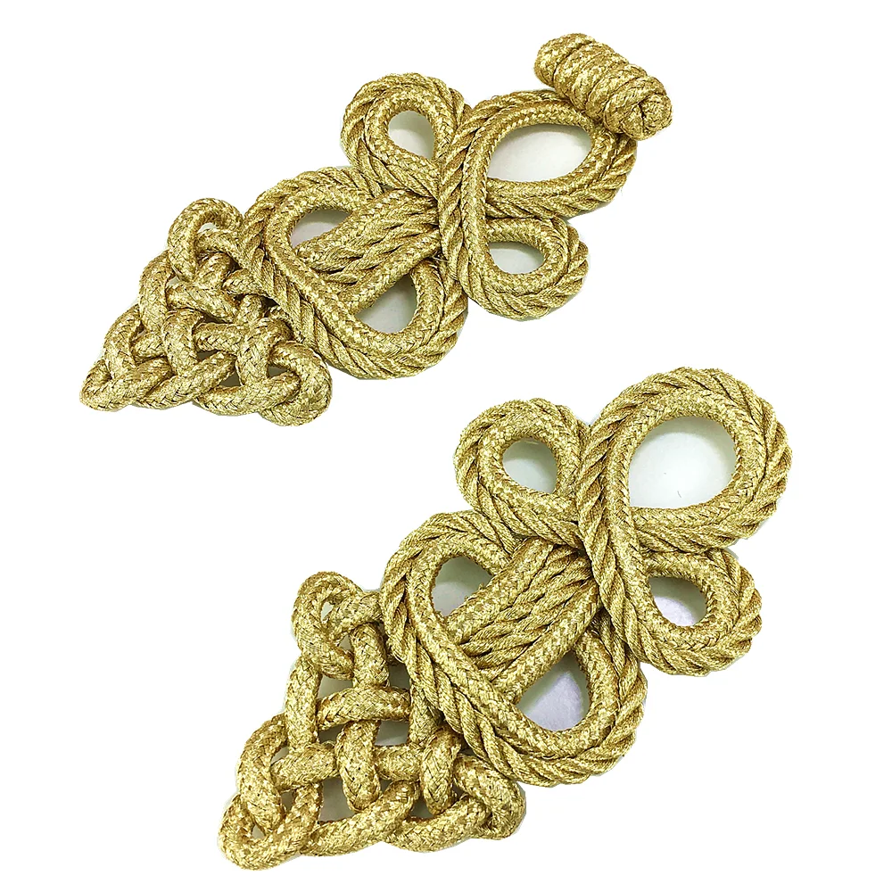 5set Gold Baroque Frog Fastener Cord Embroidery Closure Chinese Knot Button Retro Applique For Clothing DIY Accessories AC1507