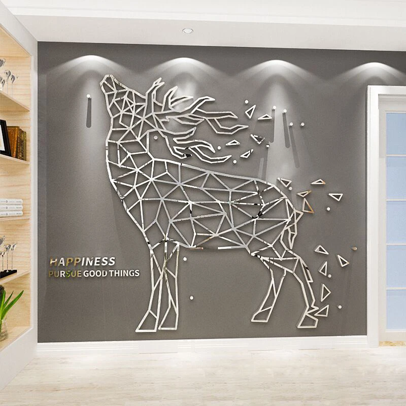 

Line splicing Deer Acrylic Mirror Wall stickers Living room 3D DIY Wall stickers Display window Home art wall decor Creative