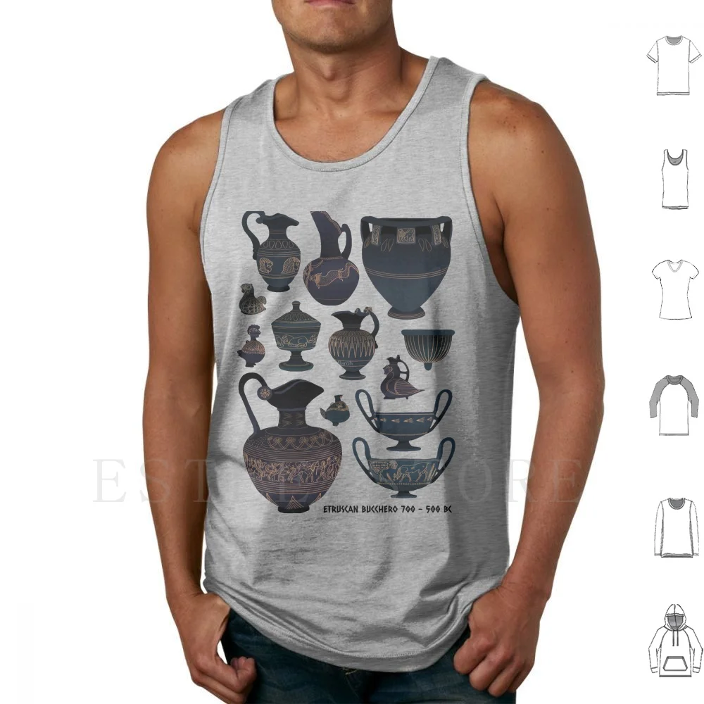 Etruscán Bucchero Pottery Tank Tops Chaleco Sin Mangas Arqueología Historia de Arte Museo Historia Antigua Etruscan Etruria Italia