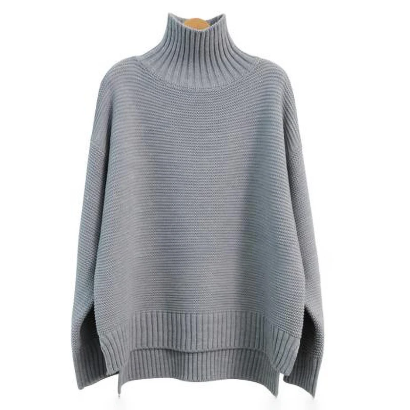 22 Autumn Winter Cashmere Sweater Women High Neck Thick 100%Wool Sweater Lazy Loose Knit Pullover Bottoming Shirt Customization