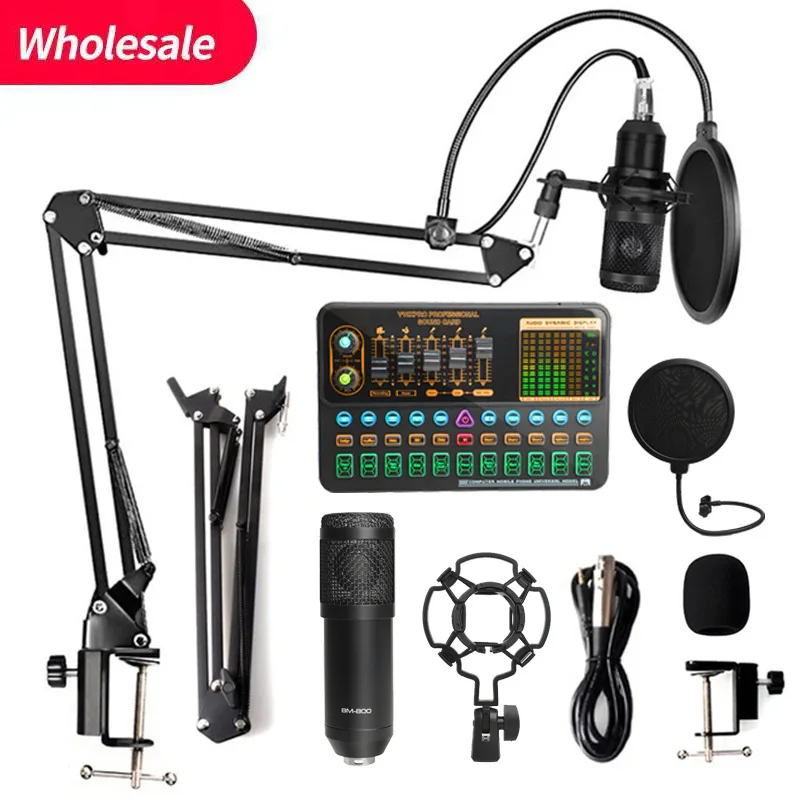 V10XPro كارت الصوت استوديو خلاط الغناء الحد من الضوضاء ميكروفون صوت BM800 البث المباشر الهاتف الكمبيوتر سجل V10X برو
