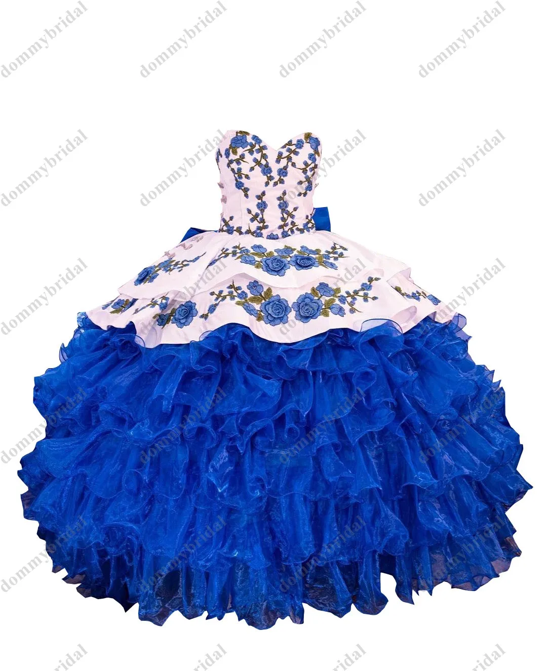 Robe De bal en Satin bleu Royal et blanc, à fleurs 3D, en dentelle, 15 Anos, Quinceanera, collection 2022