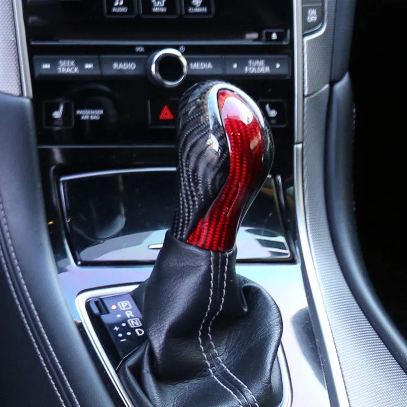 

Car Carbon Fiber Gear Shift Knob Genuine Leather Shifter Head Gear Head Handball For Infiniti Q50 FX35 FX37 QX70 Q40 G25