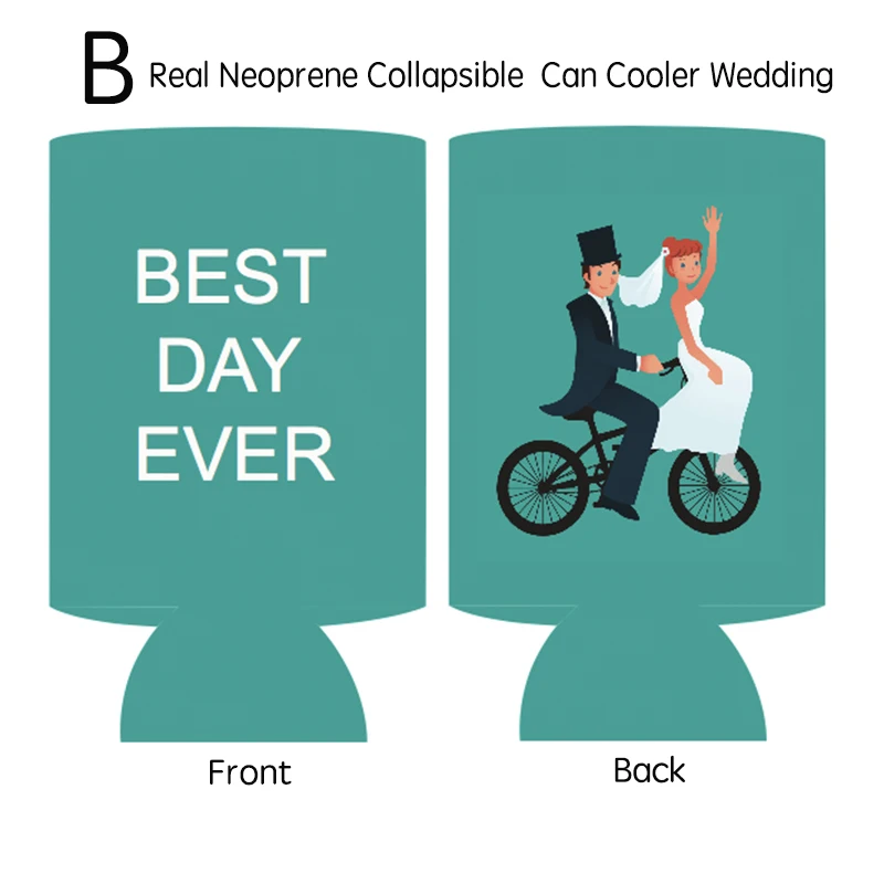 30pcs BEST DAY EVER A+B Colors Neoprene Collapsible Beer Can Cover Wedding Gift Can Cooler Foldable Stubby Holder 3mm Thickness