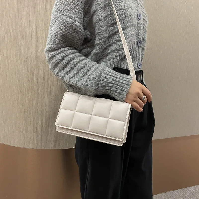 Bolsa de ombro quadriculada literária para mulheres, design minoritário, hasp flap de moda, bolsa transversal, nova, 2022