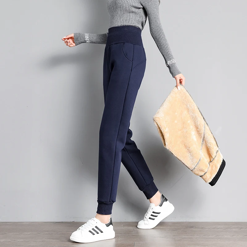 PELEDRESS Women Thick Warm Winter Harem Pants Casual Loose Korean Style Sweatpants High Waist Joggers Female Cashmere Trousers