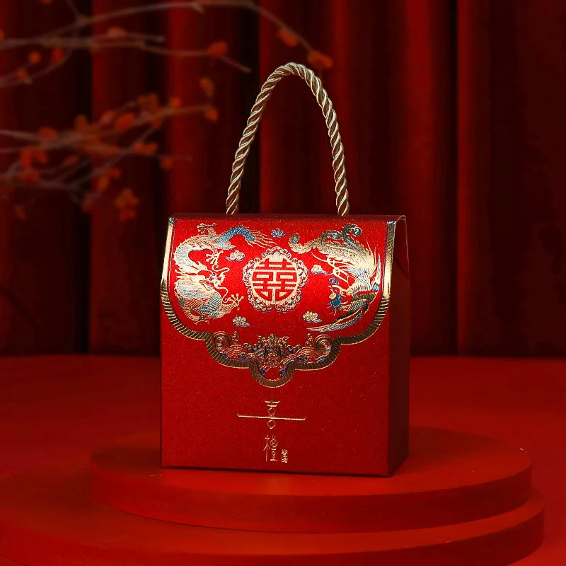 2022 New 20/50pc Red Tote Candy Box Festive Event Party Supplies Wedding Party Favors Gift Bag wedding gifts for guests tote bag