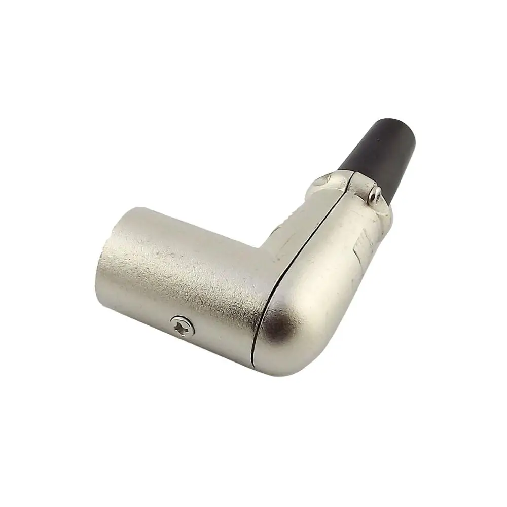 1X Logam 3 Pin XLR Male Plug Sudut Kanan Mikrofon Seimbang Konektor Kabel Berlapis Nikel Adaptor