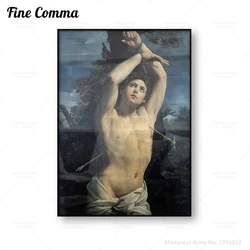 Martyrdom of Saint Sebastian Guido Reni Vintage Poster Antique Religious Oil Painting Repro Canvas Print Wall Art Home Decor