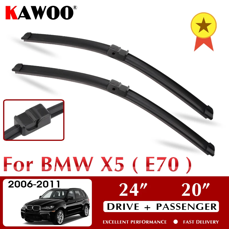 

KAWOO Car Wiper Blade Front Rear Wiper Blades For BMW X5 E70 2006 - 2011 Car Windshield Windscreen Front Rear Window 24" 20" 15"