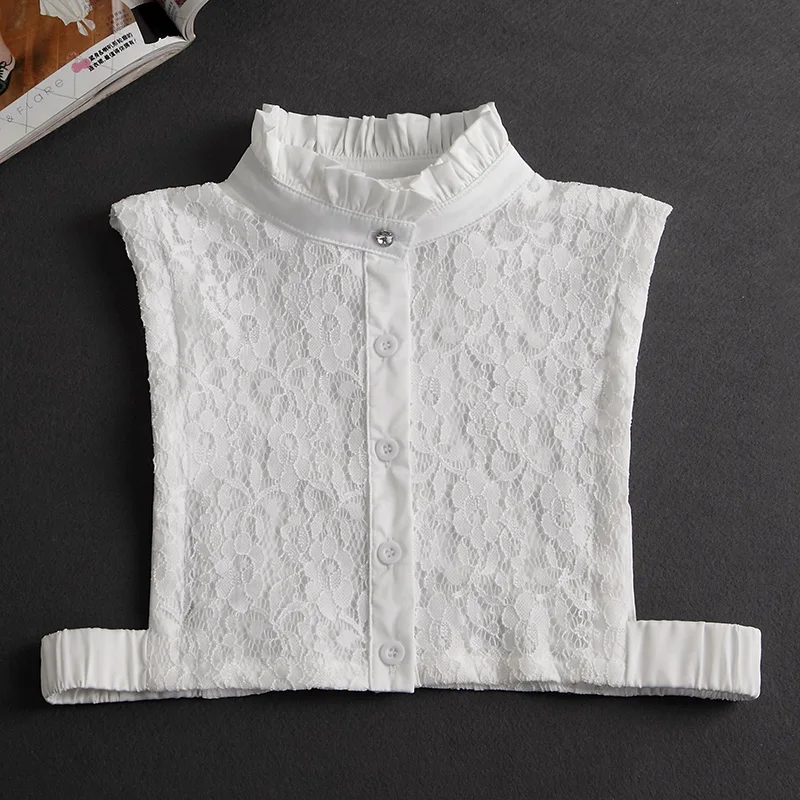 Camisa de cuello falso de encaje para mujer, cubierta de cuello falso, blusa, collares de camisa desmontables, accesorios de ropa