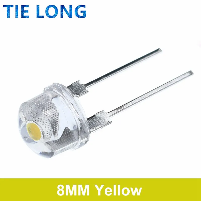 10 Buah Baru F8 8Mm 0.5W 3.0-3.2V Topi Jerami LED Putih Super Terang Lampu LED Sudut Lebar Transparan Lampu Strapa LED