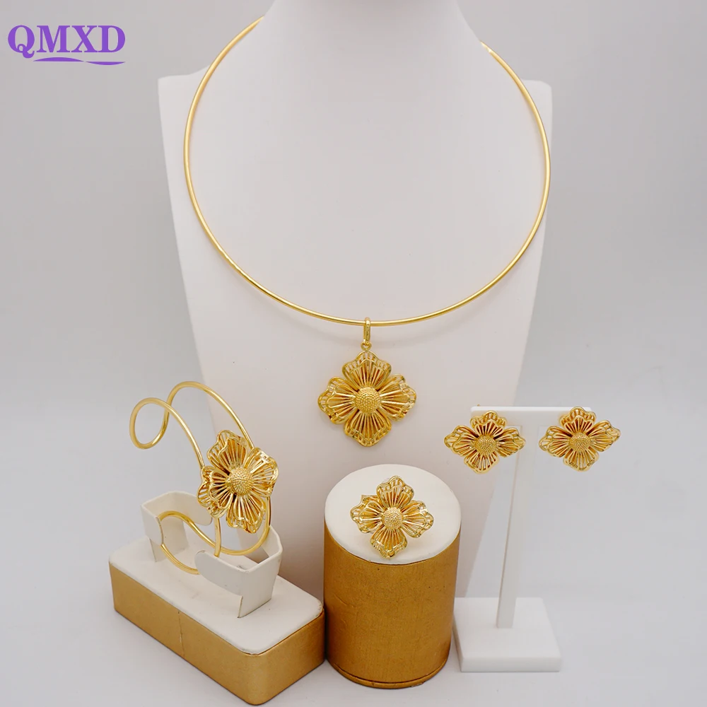 Arab Dubai Jewelry Set  High-End Temperament Luxury Jewelry Set Necklace Earring Ladies Bridal Wedding Gift