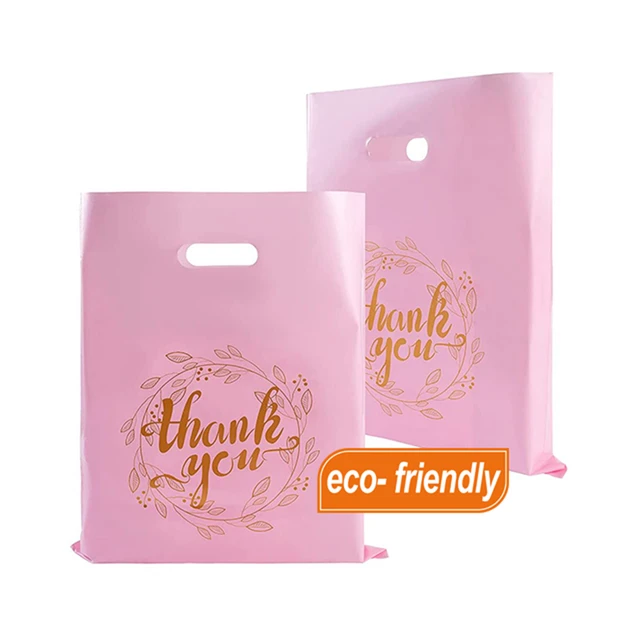 500 Stuks Duurzame Plastic Boodschappentas Met Stans Handvat Custom Logo Gedrukt Voor Cadeau Boetiek Accessoires Cafe Kleding Cosmetica