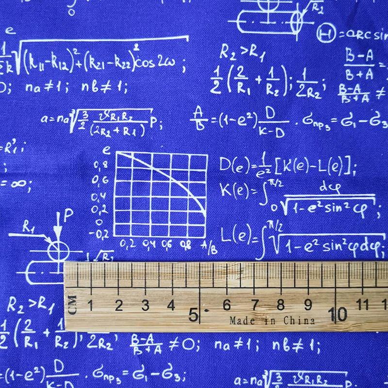 Dobra nauka Symbol tkanina niebieska tkanina bawełniana wzór matematyczny nadruk patchworkowy materiał do szycia Diy koszulka odzież sukienka